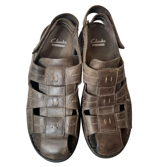 Clark’s Fisherman Sandal Mens 10 Brown Leather Brigham Cove Nubuck Outdoors main image 9